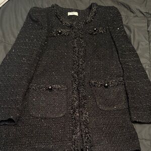 Elegant Black Tweed Blazer